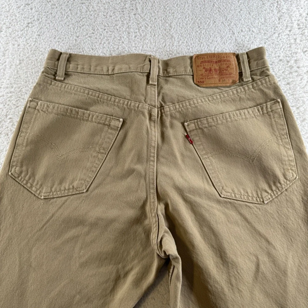 Vintage Levi's 550 Mens 34x30 Khaki Tan Beige Relaxed Fit Denim Jeans USA Made